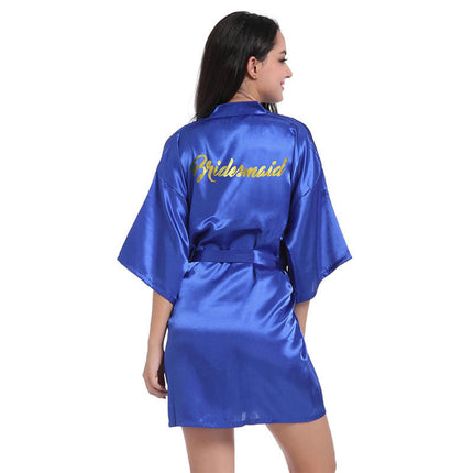 Women's Satin Robe Kimono Bathrobes for Bride Bridesmaid Wedding Party Robes-A7