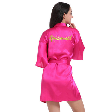 Women's Satin Robe Kimono Bathrobes for Bride Bridesmaid Wedding Party Robes-A7