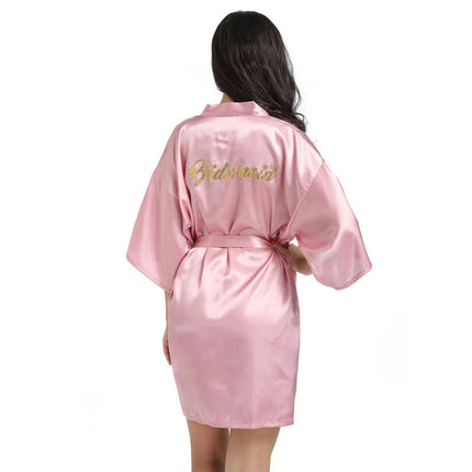 Women's Satin Robe Kimono Bathrobes for Bride Bridesmaid Wedding Party Robes-A7