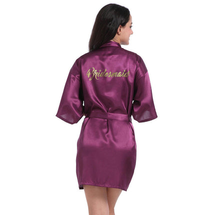 Women's Satin Robe Kimono Bathrobes for Bride Bridesmaid Wedding Party Robes-A7