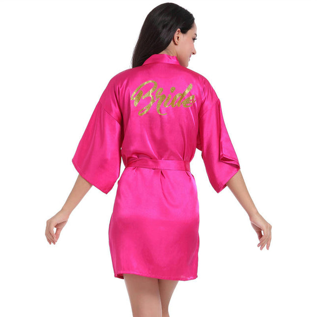 Women's Satin Robe Kimono Bathrobes for Bride Bridesmaid Wedding Party Robes-A8