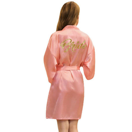 Women's Satin Robe Kimono Bathrobes for Bride Bridesmaid Wedding Party Robes-A8