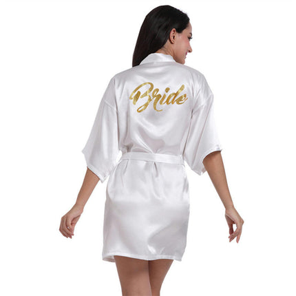 Women's Satin Robe Kimono Bathrobes for Bride Bridesmaid Wedding Party Robes-A8