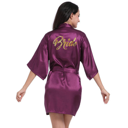 Women's Satin Robe Kimono Bathrobes for Bride Bridesmaid Wedding Party Robes-A8