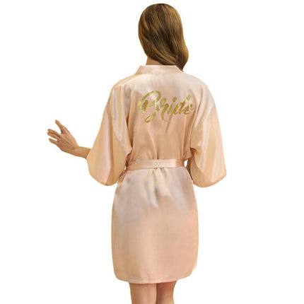 Women's Satin Robe Kimono Bathrobes for Bride Bridesmaid Wedding Party Robes-A8