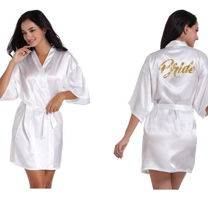 Women's Satin Robe Kimono Bathrobes for Bride Bridesmaid Wedding Party Robes-A8