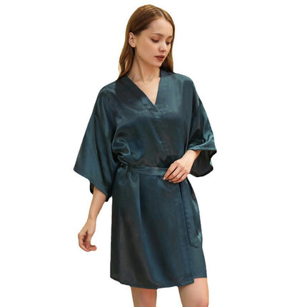 Women's Plus Size Silky Robes Satin Short Kimono Bathrobe Soft Sleepwear