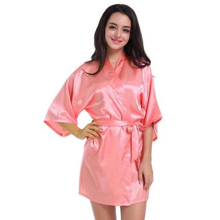 Women's Plus Size Silky Robes Satin Short Kimono Bathrobe Soft Sleepwear