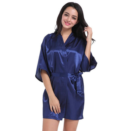 Women's Plus Size Silky Robes Satin Short Kimono Bathrobe Soft Sleepwear