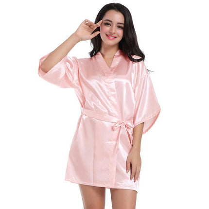 Women's Plus Size Silky Robes Satin Short Kimono Bathrobe Soft Sleepwear