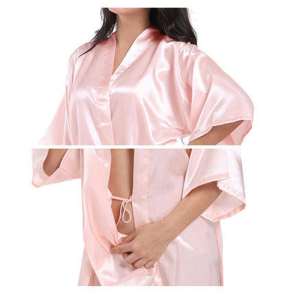 Women's Plus Size Silky Robes Satin Short Kimono Bathrobe Soft Sleepwear