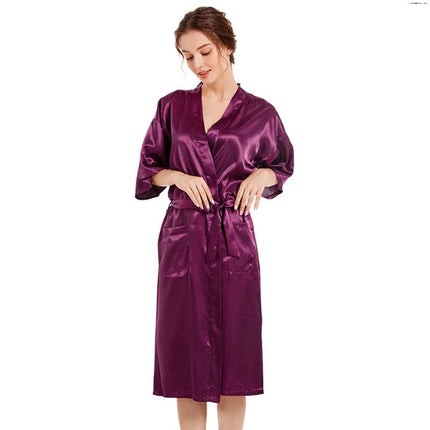 Women Satin Bride Bridesmaid Wedding Party Robes Sleepwear with Pockets