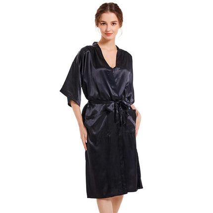 Women Satin Bride Bridesmaid Wedding Party Robes Sleepwear with Pockets