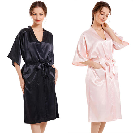 Women Satin Bride Bridesmaid Wedding Party Robes Sleepwear with Pockets