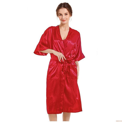 Women Satin Bride Bridesmaid Wedding Party Robes Sleepwear with Pockets