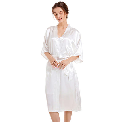 Women Satin Bride Bridesmaid Wedding Party Robes Sleepwear with Pockets