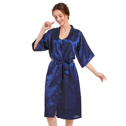 Women Satin Bride Bridesmaid Wedding Party Robes Sleepwear with Pockets