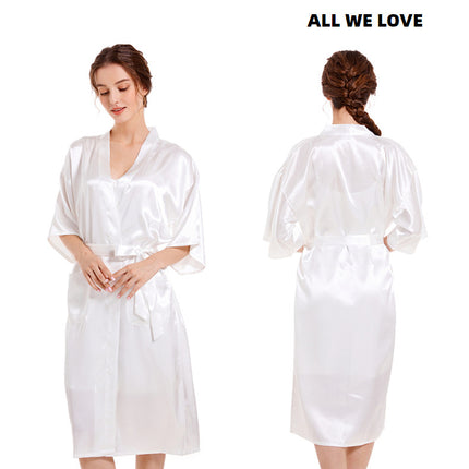 Women Satin Bride Bridesmaid Wedding Party Robes Sleepwear with Pockets