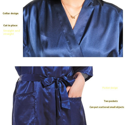 Women Satin Bride Bridesmaid Wedding Party Robes Sleepwear with Pockets