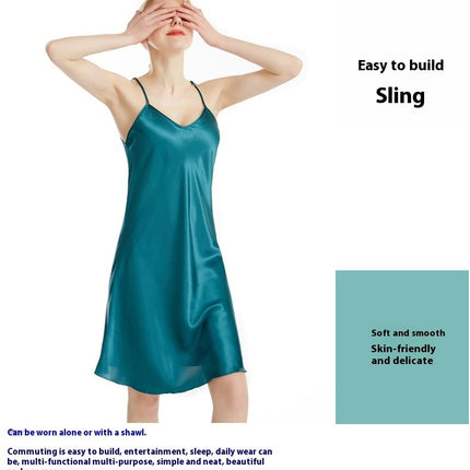 Women's Satin Spaghetti Strap Chemise Sleep Dress Soft Sleepwear