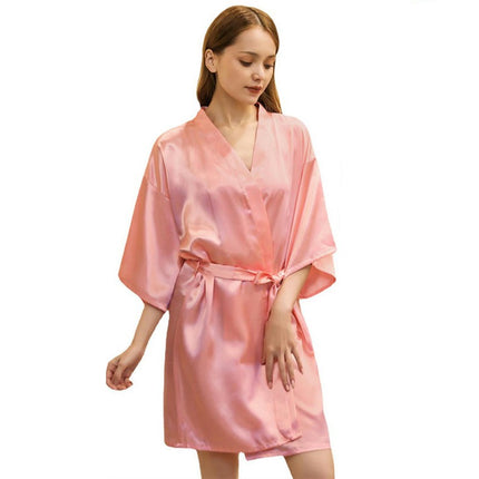 Women's Satin Robes Party Silky Robes Soft Kimono Bathrobe