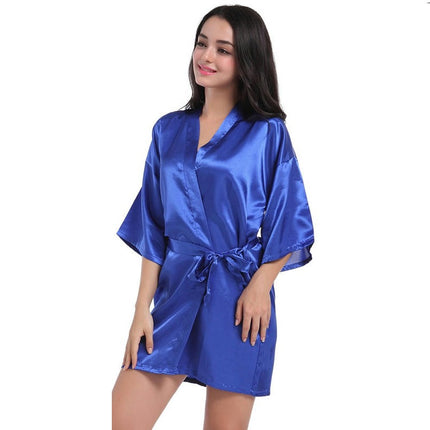 Women's Satin Robes Party Silky Robes Soft Kimono Bathrobe