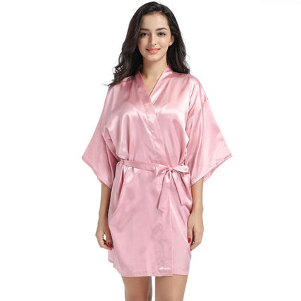 Women's Satin Robes Party Silky Robes Soft Kimono Bathrobe 1