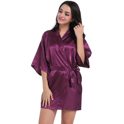 Women's Satin Robes Party Silky Robes Soft Kimono Bathrobe