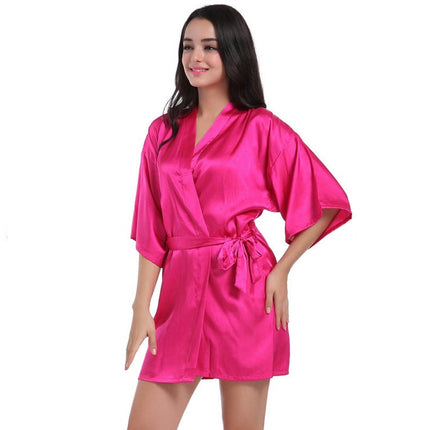 Women's Satin Robes Party Silky Robes Soft Kimono Bathrobe