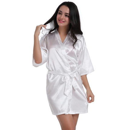 Women's Satin Robes Party Silky Robes Soft Kimono Bathrobe