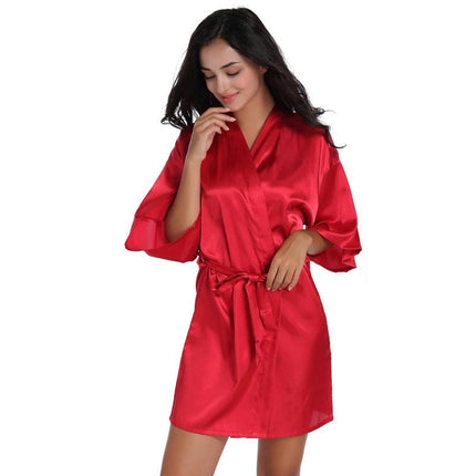 Women's Satin Robes Party Silky Robes Soft Kimono Bathrobe