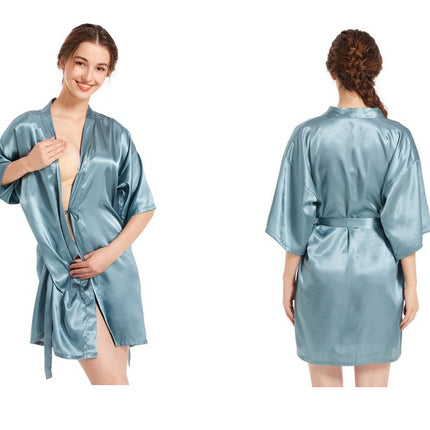 Women's Satin Robes Party Silky Robes Soft Kimono Bathrobe