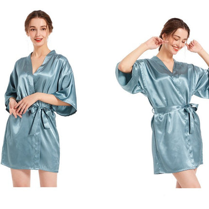 Women's Satin Robes Party Silky Robes Soft Kimono Bathrobe