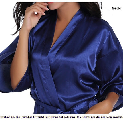 Women's Satin Robes Party Silky Robes Soft Kimono Bathrobe