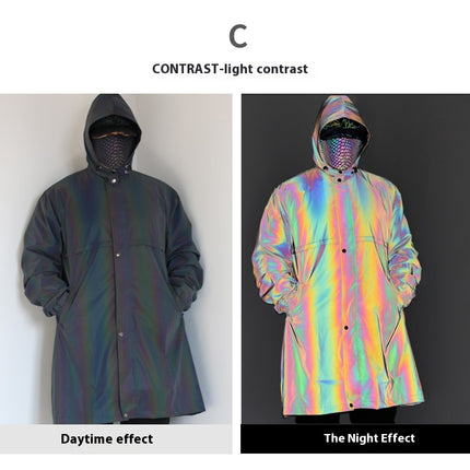 Men's Raincoats Cycling Raincoats Reflective Raincoat Waterproof Hooded Windbreaker for Outdoor-A