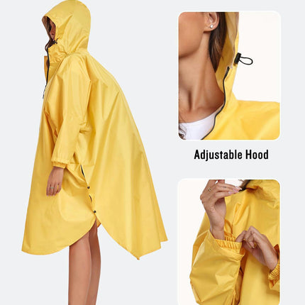 Rain Poncho Jacket Raincoats Coat for Adults Hooded Waterproof Women's Raincoats with Zipper