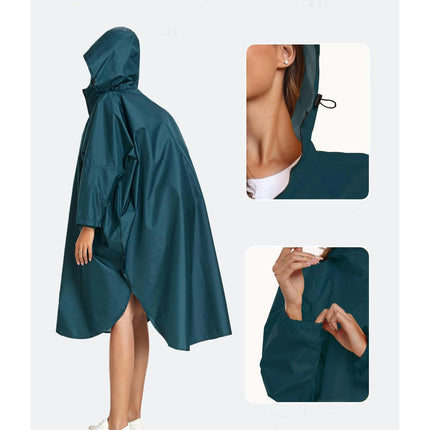 Rain Poncho Jacket Raincoats Coat for Adults Hooded Waterproof Women's Raincoats with Zipper