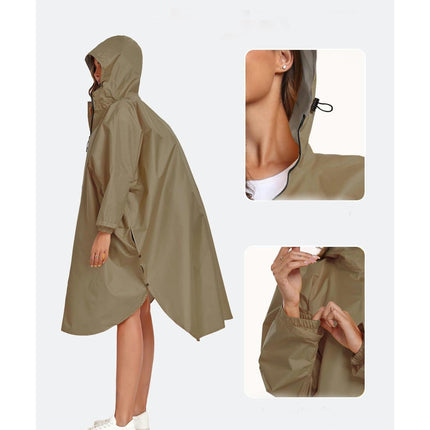 Rain Poncho Jacket Raincoats Coat for Adults Hooded Waterproof Women's Raincoats with Zipper