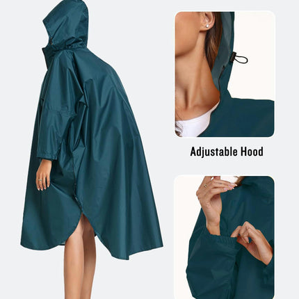 Rain Poncho Jacket Raincoats Coat for Adults Hooded Waterproof Women's Raincoats with Zipper