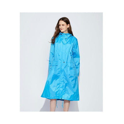 Women's Long Raincoat with Hood Outdoor Lightweight Windbreaker Rain Jacket Waterproof