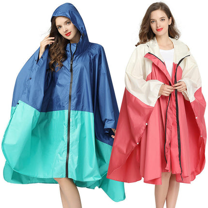 Rain Poncho Jacket Coat for Adults Hooded Waterproof with Zipper Outdoor Women's Raincoats