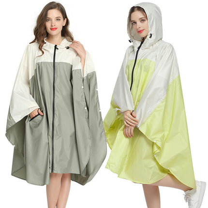 Rain Poncho Jacket Coat for Adults Hooded Waterproof with Zipper Outdoor Women's Raincoats