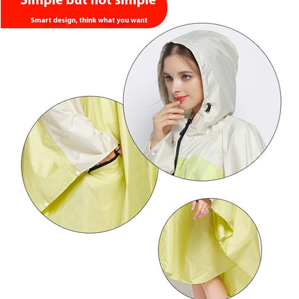 Rain Poncho Jacket Coat for Adults Hooded Waterproof with Zipper Outdoor Women's Raincoats