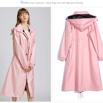 Women's Raincoats Packable Long Rain Jacket Hooded Rain Poncho Waterproof Lightweight Raincoat