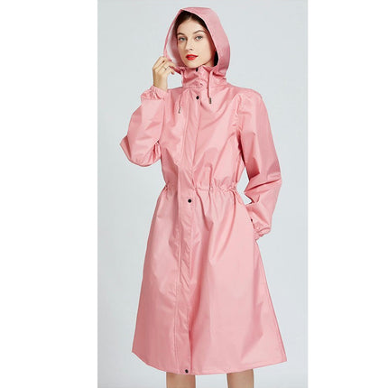 Women's Long Raincoats Waterproof Hooded Windbreaker Jacket Outdoor Lightweight Travel Rain Coats