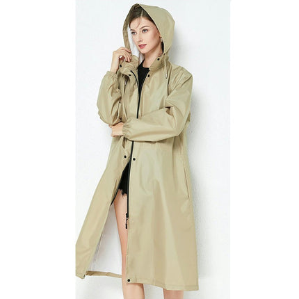 Women's Long Raincoats Waterproof Hooded Windbreaker Jacket Outdoor Lightweight Travel Rain Coats