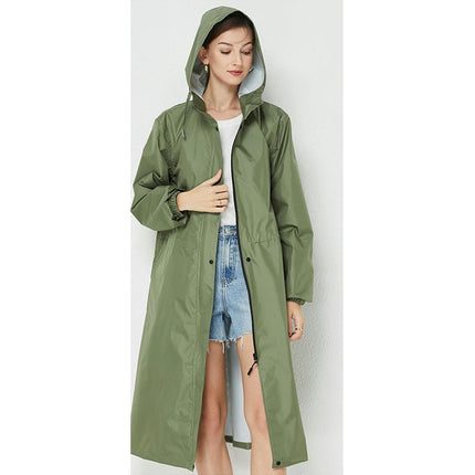 Women's Long Raincoats Waterproof Hooded Windbreaker Jacket Outdoor Lightweight Travel Rain Coats