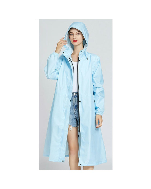 Women's Long Raincoats Waterproof Hooded Windbreaker Jacket Outdoor Lightweight Travel Rain Coats