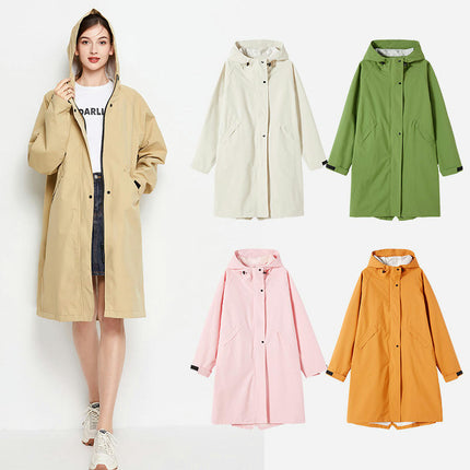 Women's Long Raincoats for Adults Raincoat Waterproof Rain Jacket Camping Hiking Outerwear