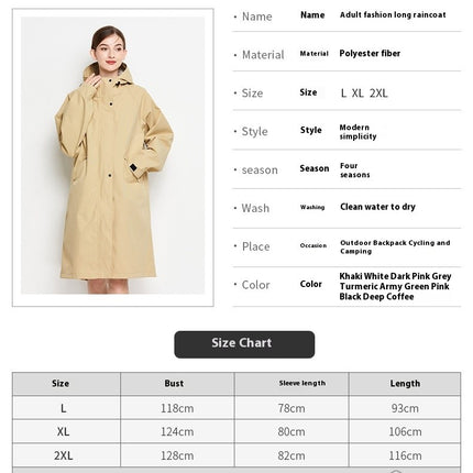 Women's Long Raincoats for Adults Raincoat Waterproof Rain Jacket Camping Hiking Outerwear